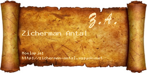 Zicherman Antal névjegykártya